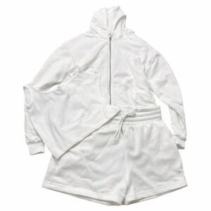 Better Together 3PC Lounge Set Women Soft zip Hoodie,Tank &Shorts White size Med